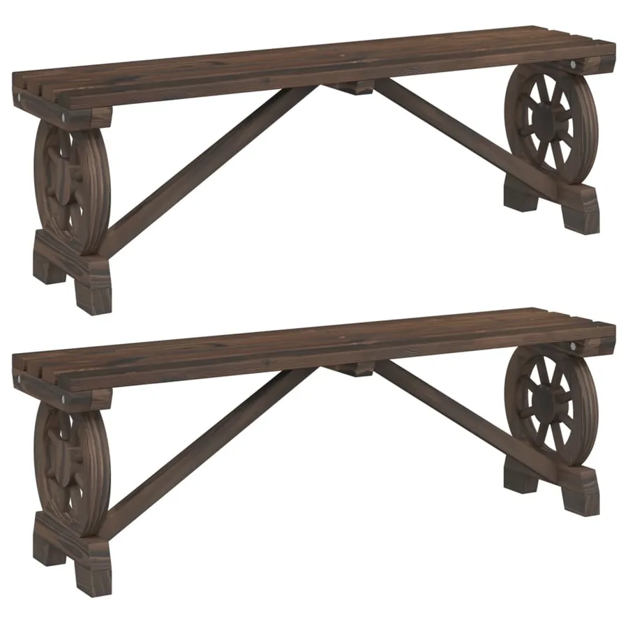 Bancs de jardin lot de 2 bois de sapin massif - 2