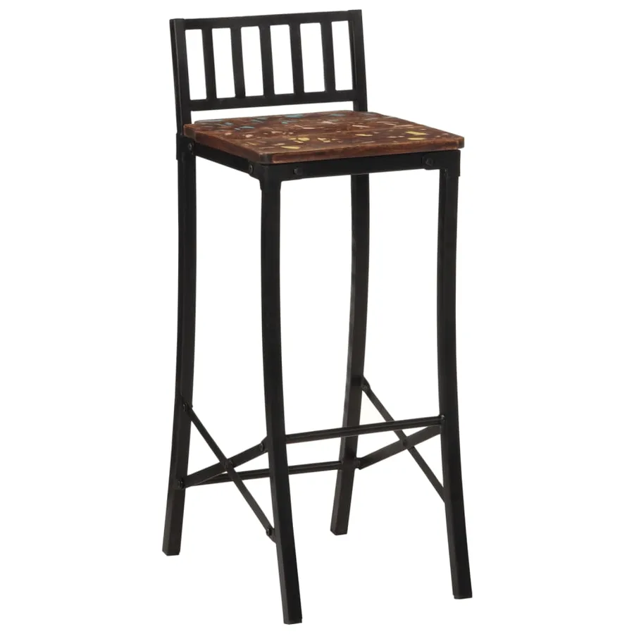 Chaises de bar lot de 4 bois de récupération massif - 4