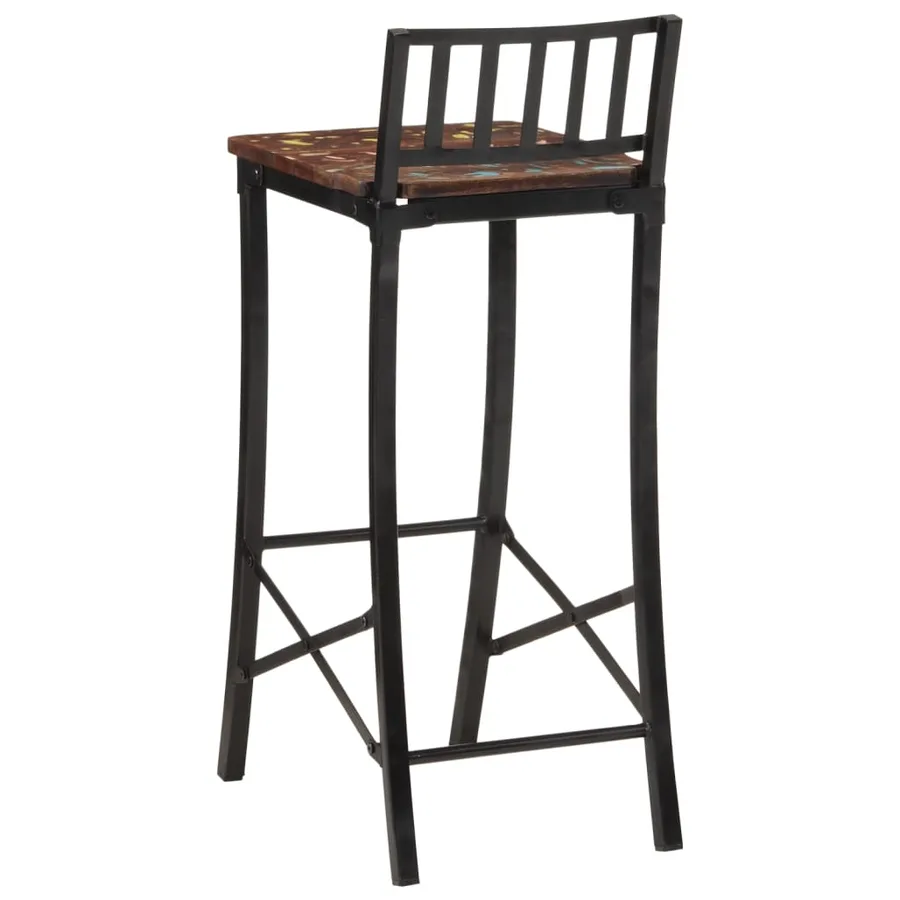 Chaises de bar lot de 4 bois de récupération massif - 7