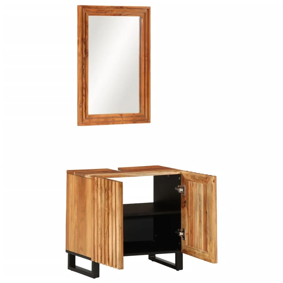 Ensemble de meubles de salle de bain 2 pcs bois massif d'acacia - 2
