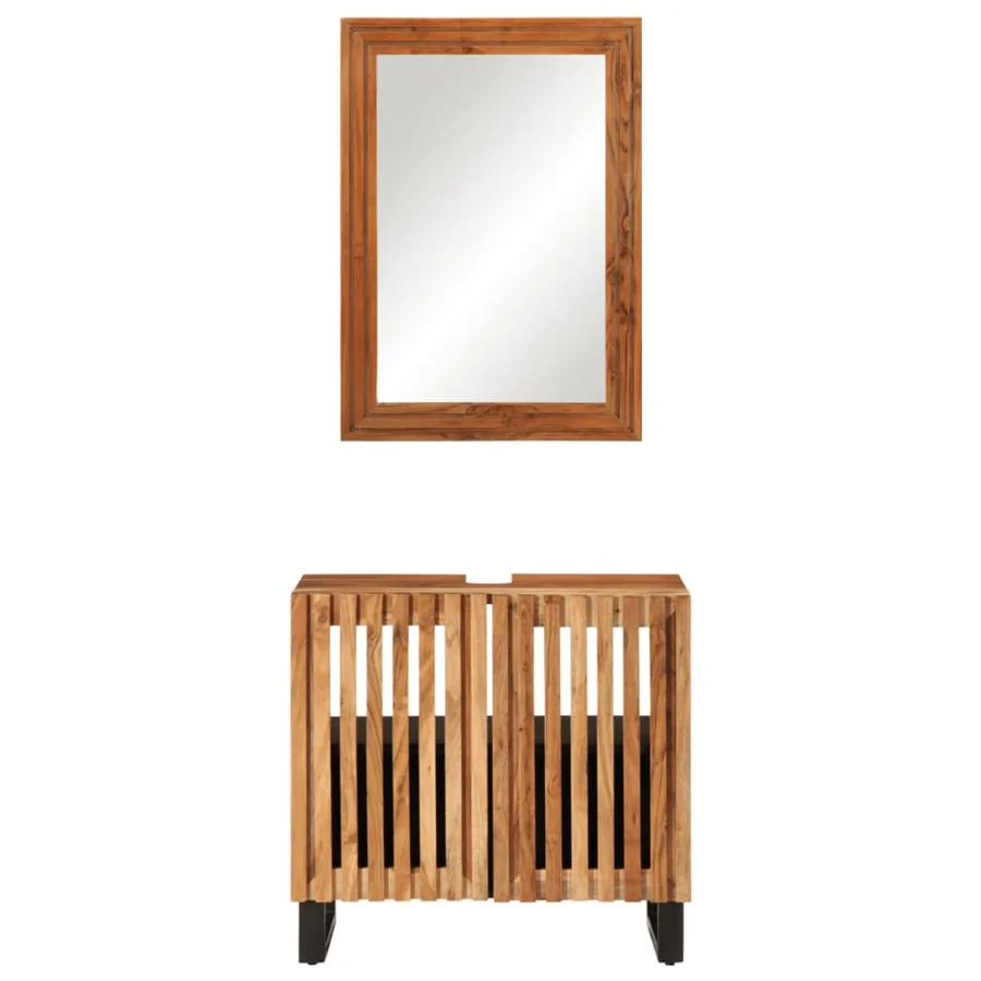Ensemble de meubles de salle de bain 2 pcs bois massif d'acacia - 3