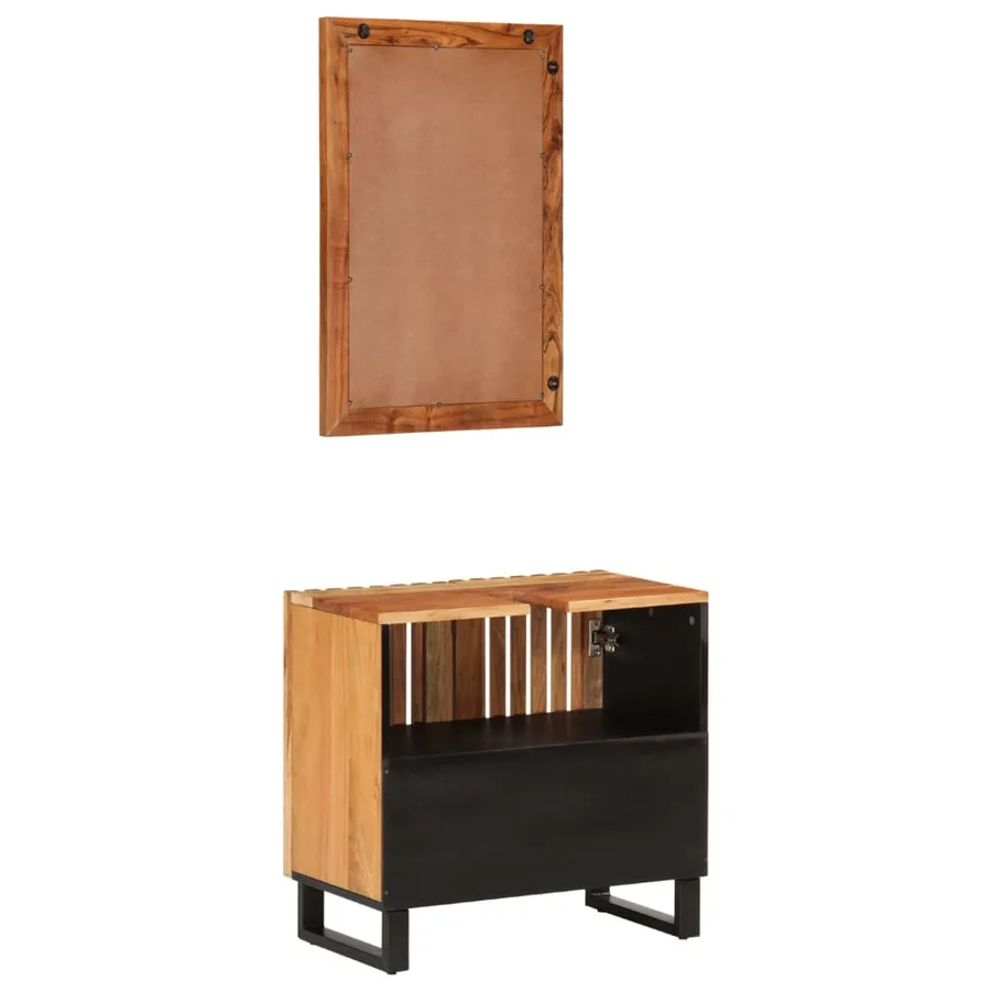 Ensemble de meubles de salle de bain 2 pcs bois massif d'acacia - 4