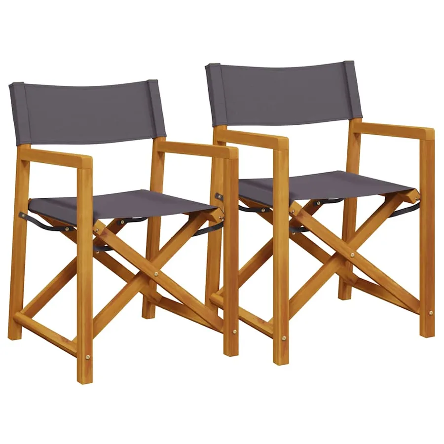 Chaises de réalisateur pliables lot de 2 gris foncé tissu - 2