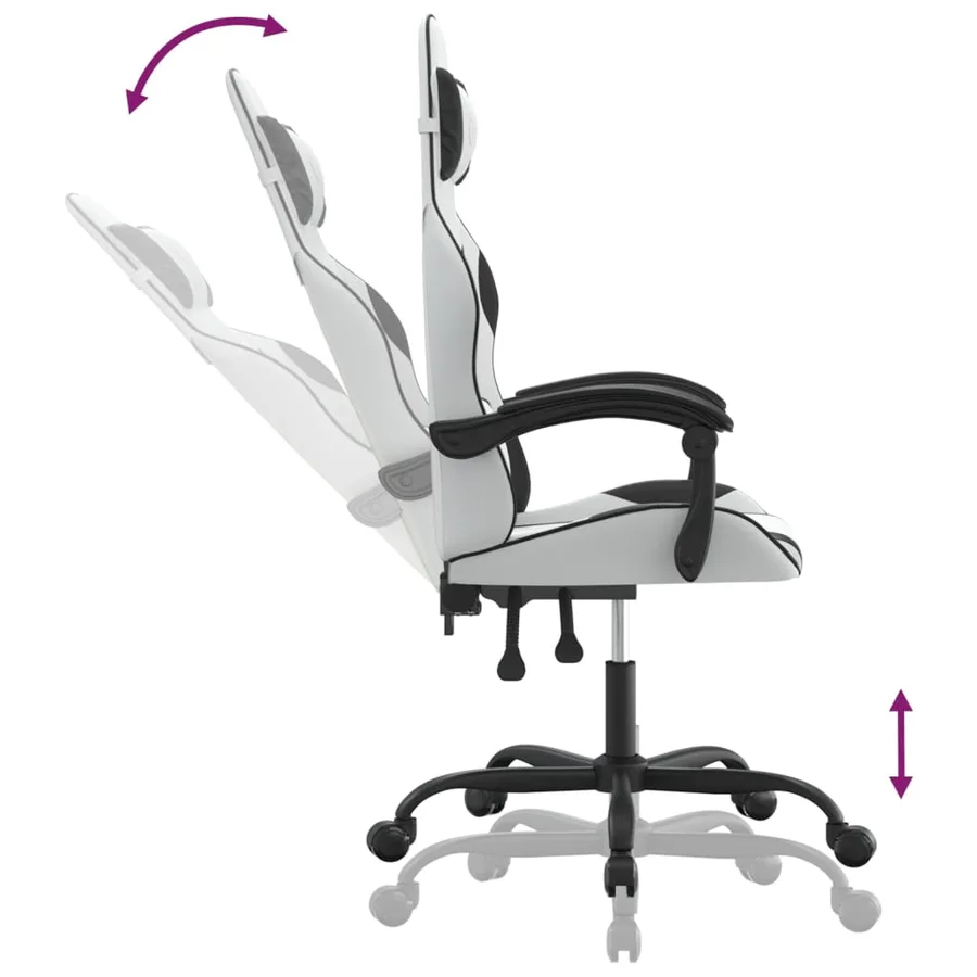 Chaise de jeu Blanc et noir Similicuir - 6