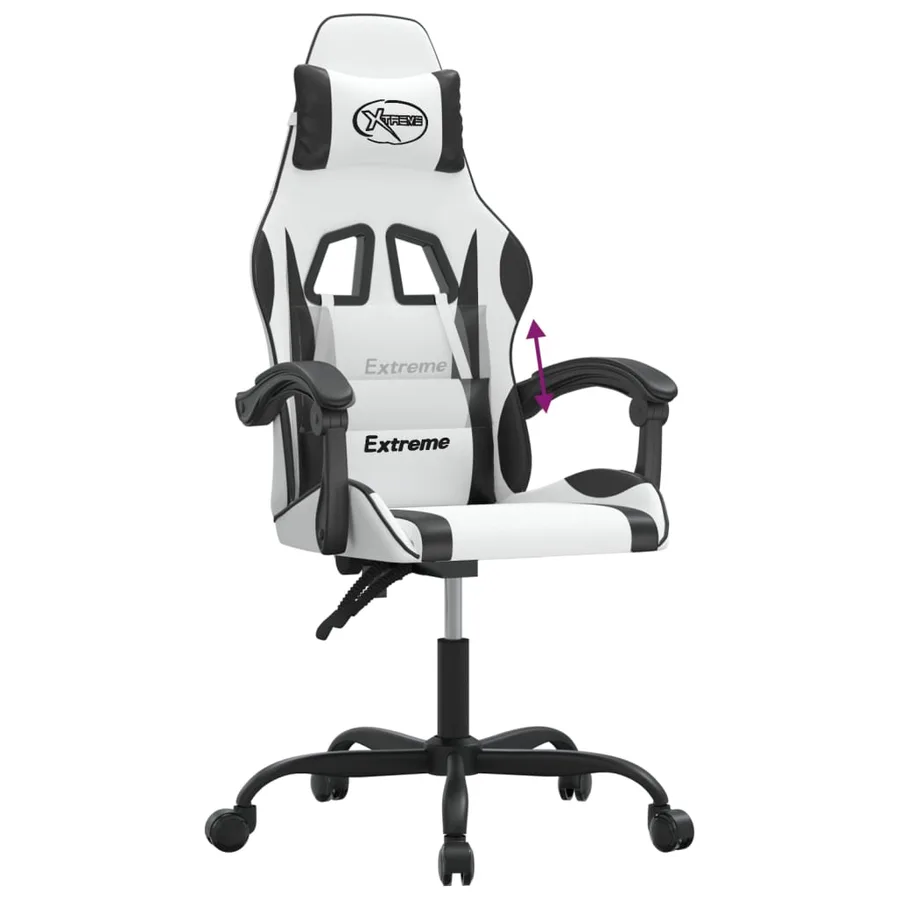 Chaise de jeu Blanc et noir Similicuir - 7