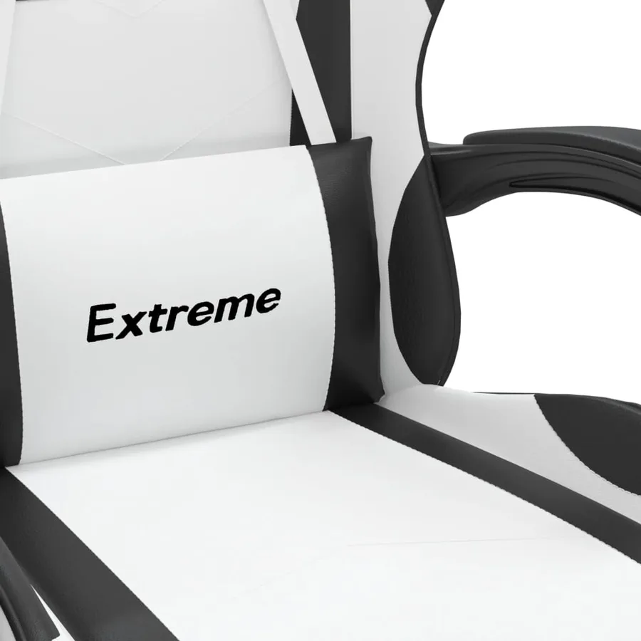 Chaise de jeu Blanc et noir Similicuir - 8