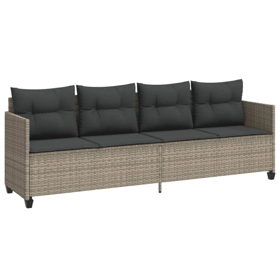 Chaise longue avec coussins gris clair résine tressée - 2