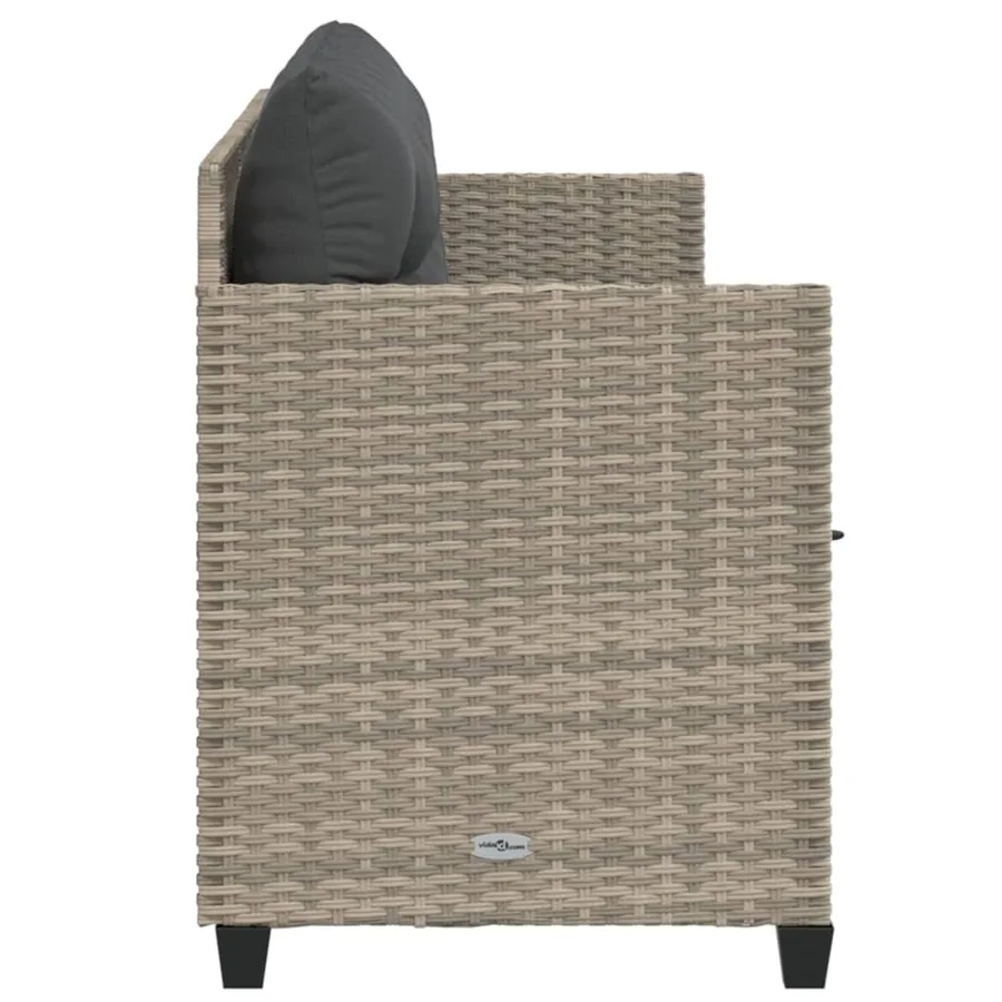 Chaise longue avec coussins gris clair résine tressée - 5