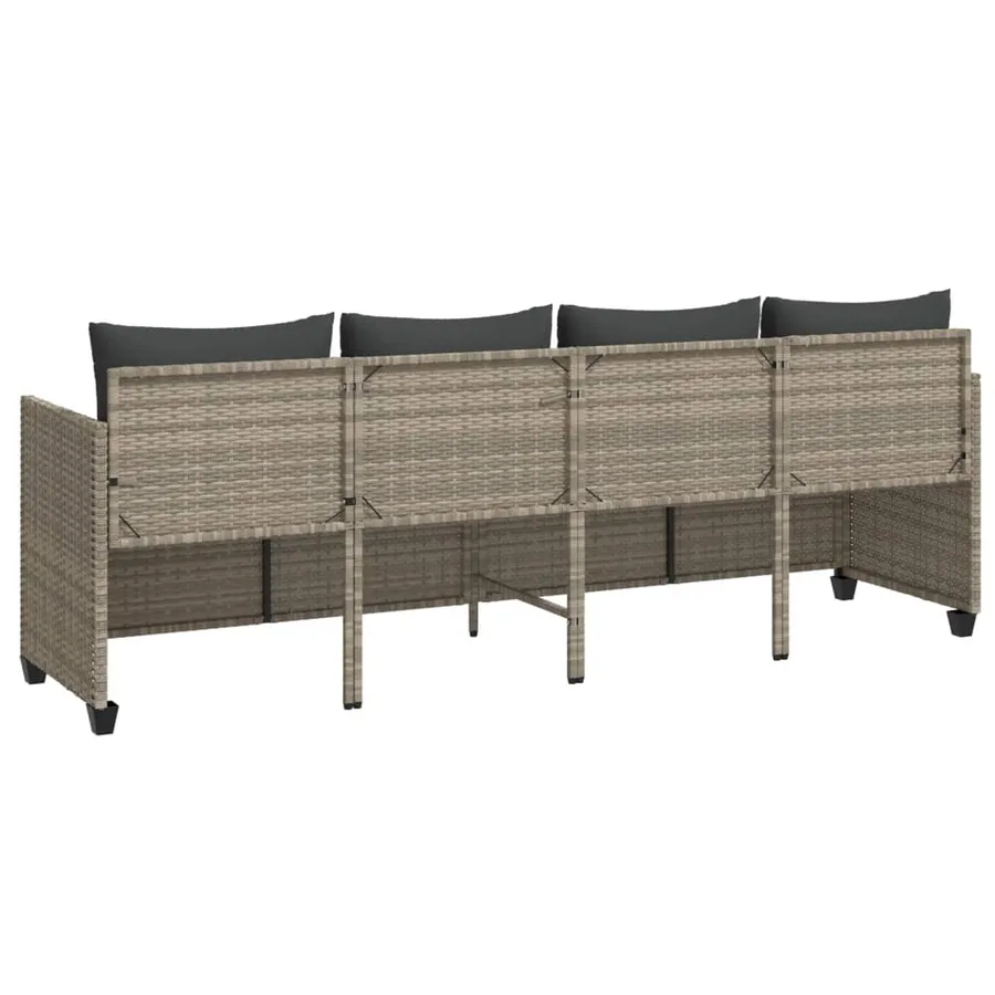 Chaise longue avec coussins gris clair résine tressée - 6