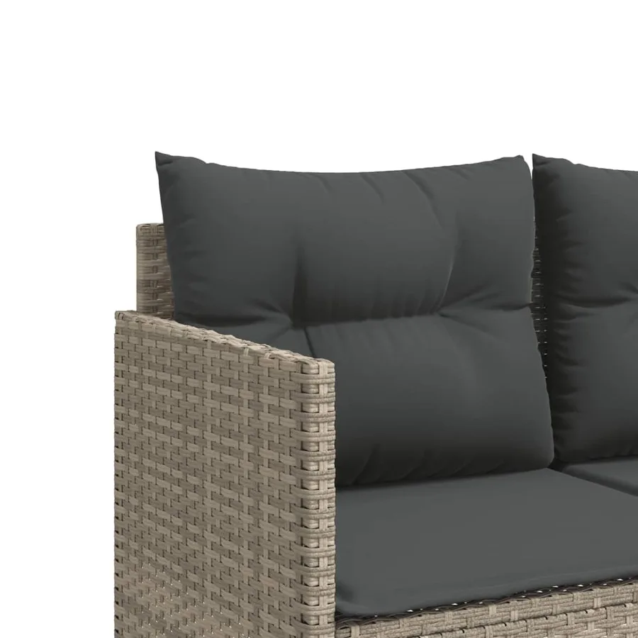 Chaise longue avec coussins gris clair résine tressée - 7