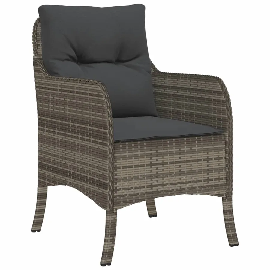 Ensemble à manger de jardin 3 pcs coussins gris résine tressée - 4