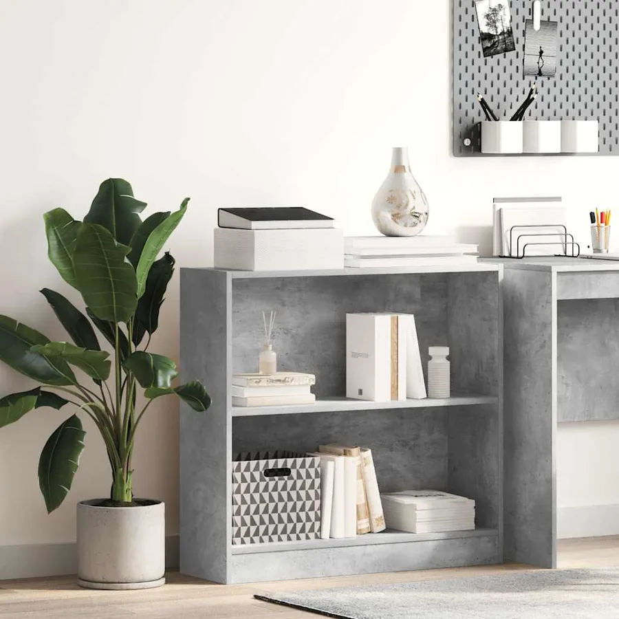 Bibliothèque Gris béton 80x24x75 cm Bois d'ingénierie