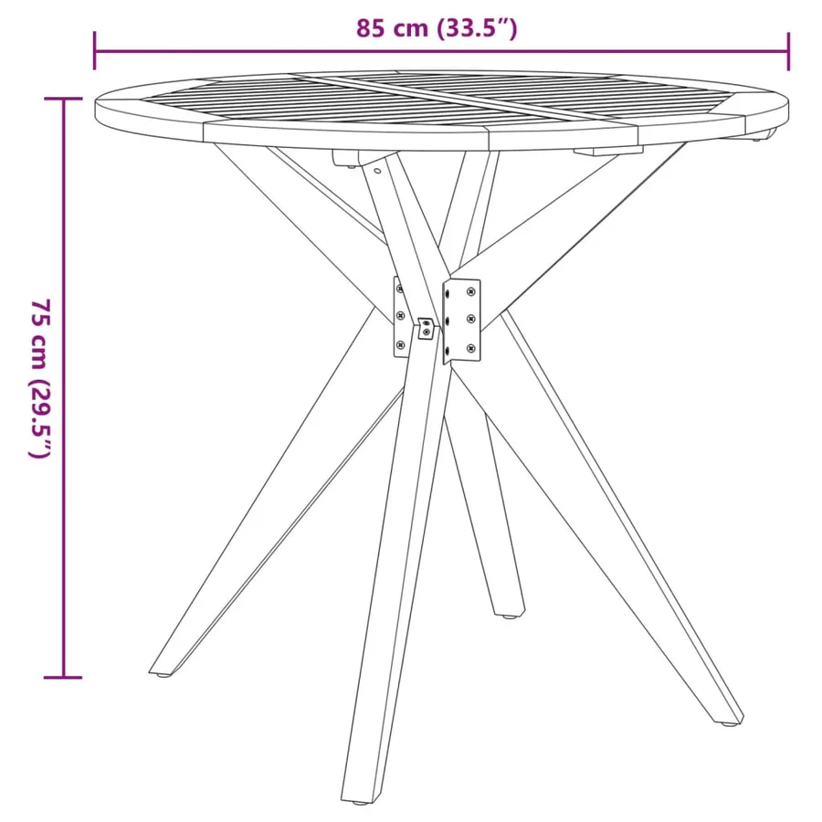 Table de jardin ronde Ø85x75 cm bois d'acacia solide - 8