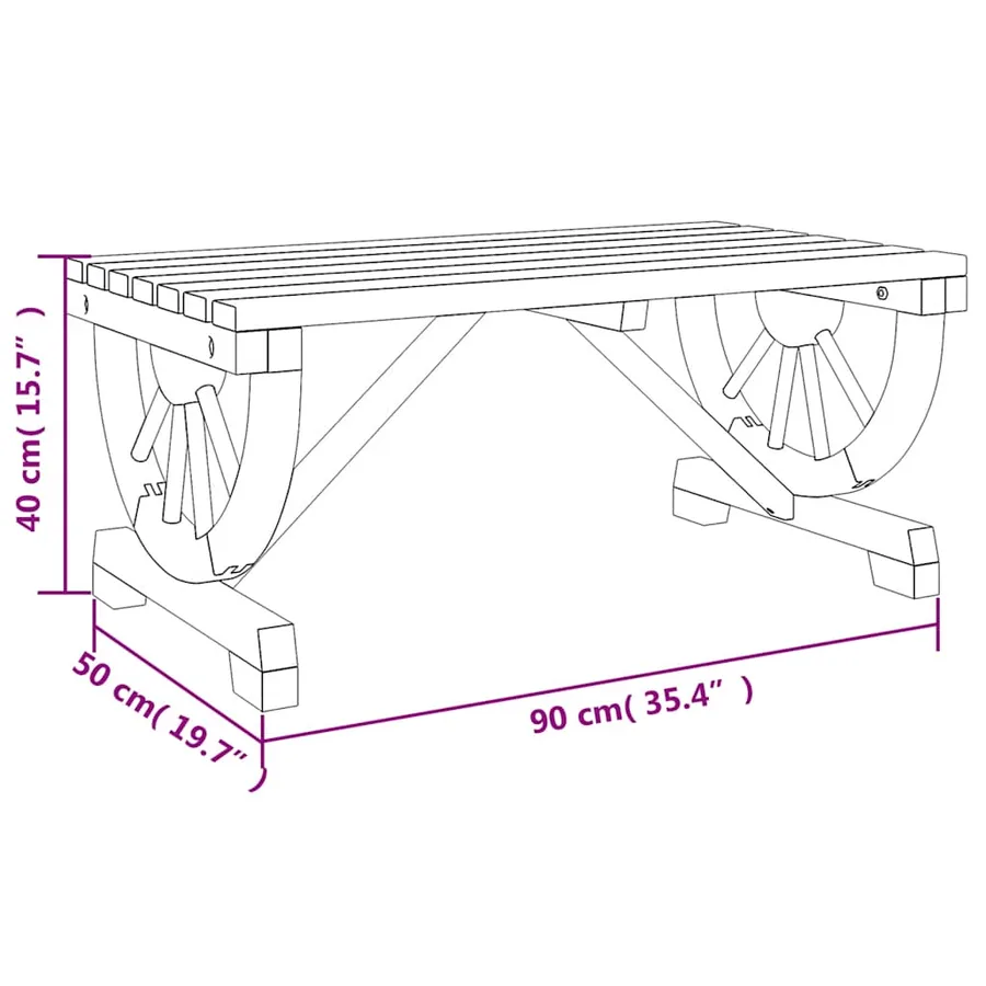 Table basse de jardin 90x50x40 cm bois de sapin massif - 9