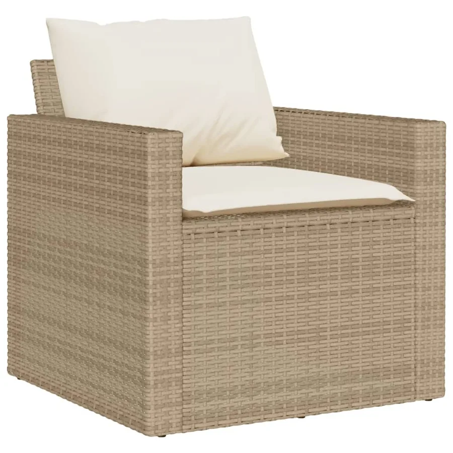 Salon de jardin avec coussins 4 pcs beige résine tressée - 4