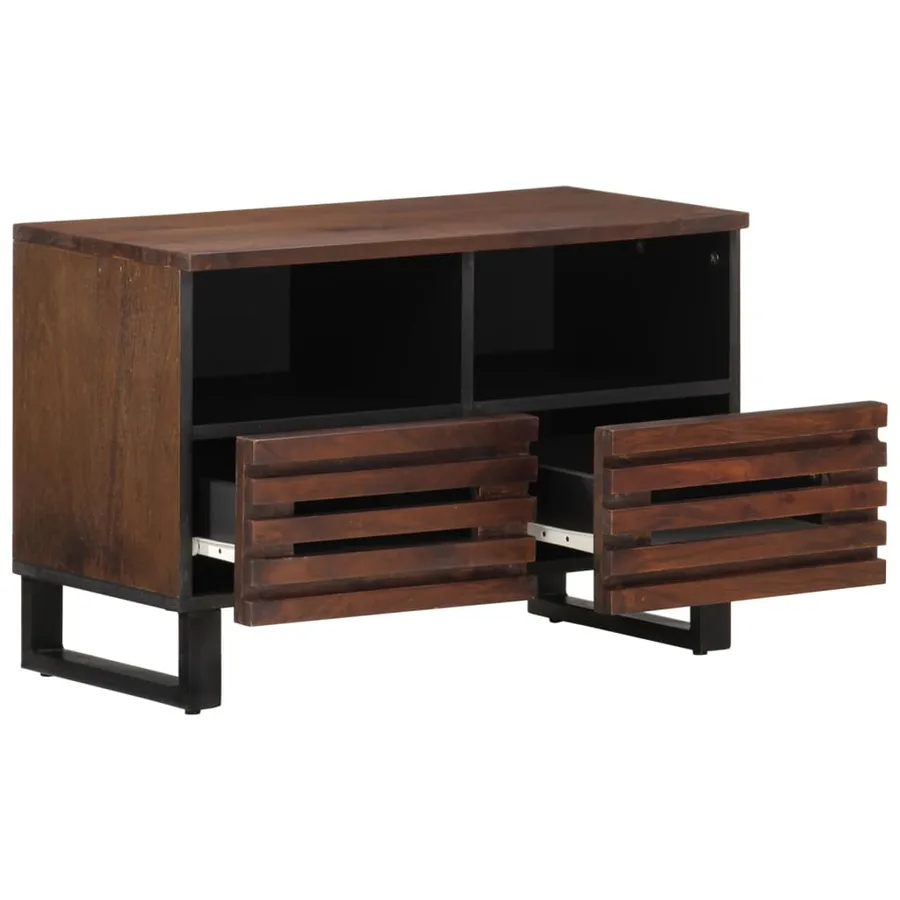 Meuble TV marron 70x34x46 cm bois massif de manguier - 5