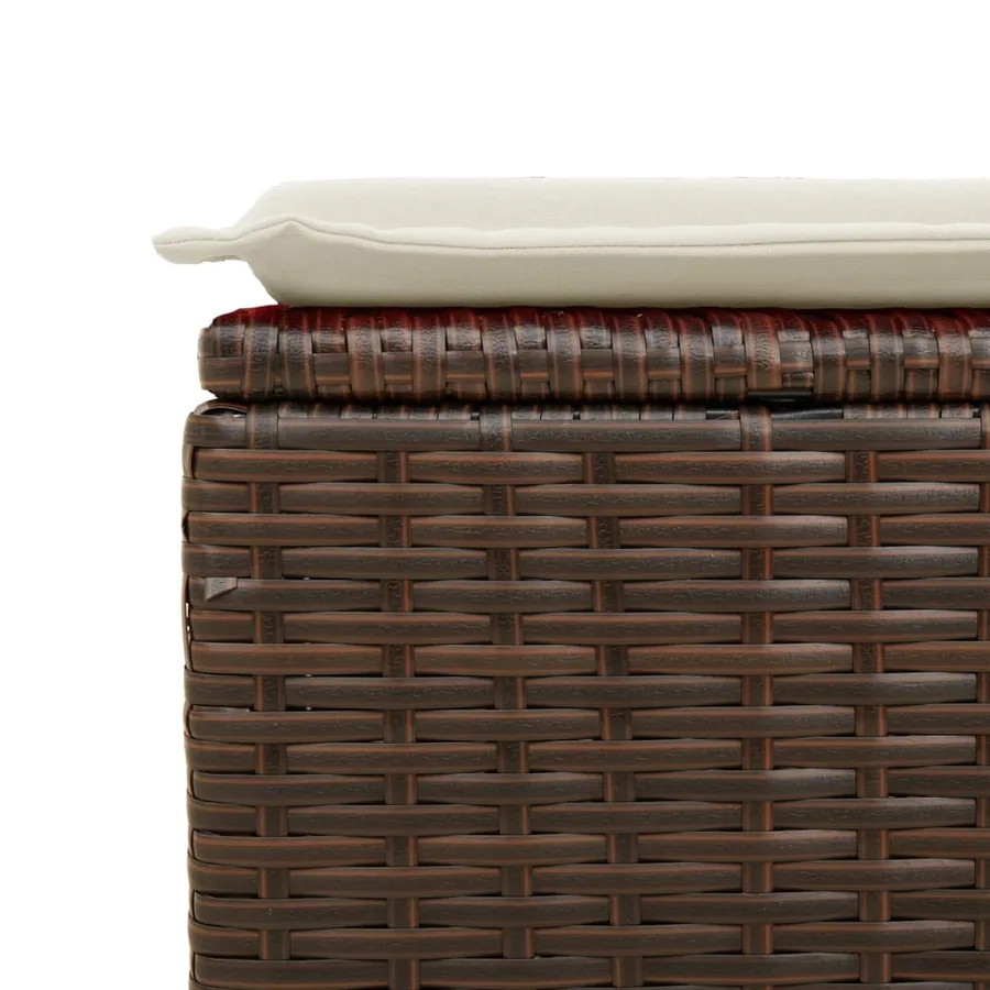 Tabouret de jardin avec coussin brun 55x55x37 cm résine tressée - 5
