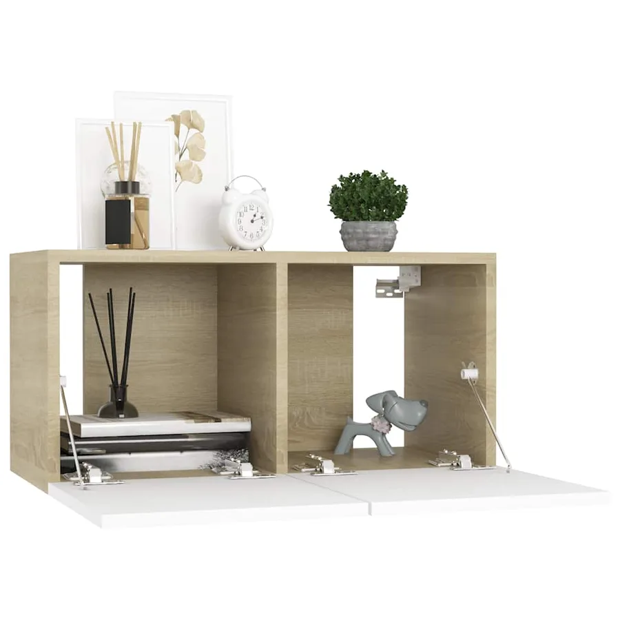 Ensemble de meubles TV 3 pcs Blanc et chêne sonoma - 4