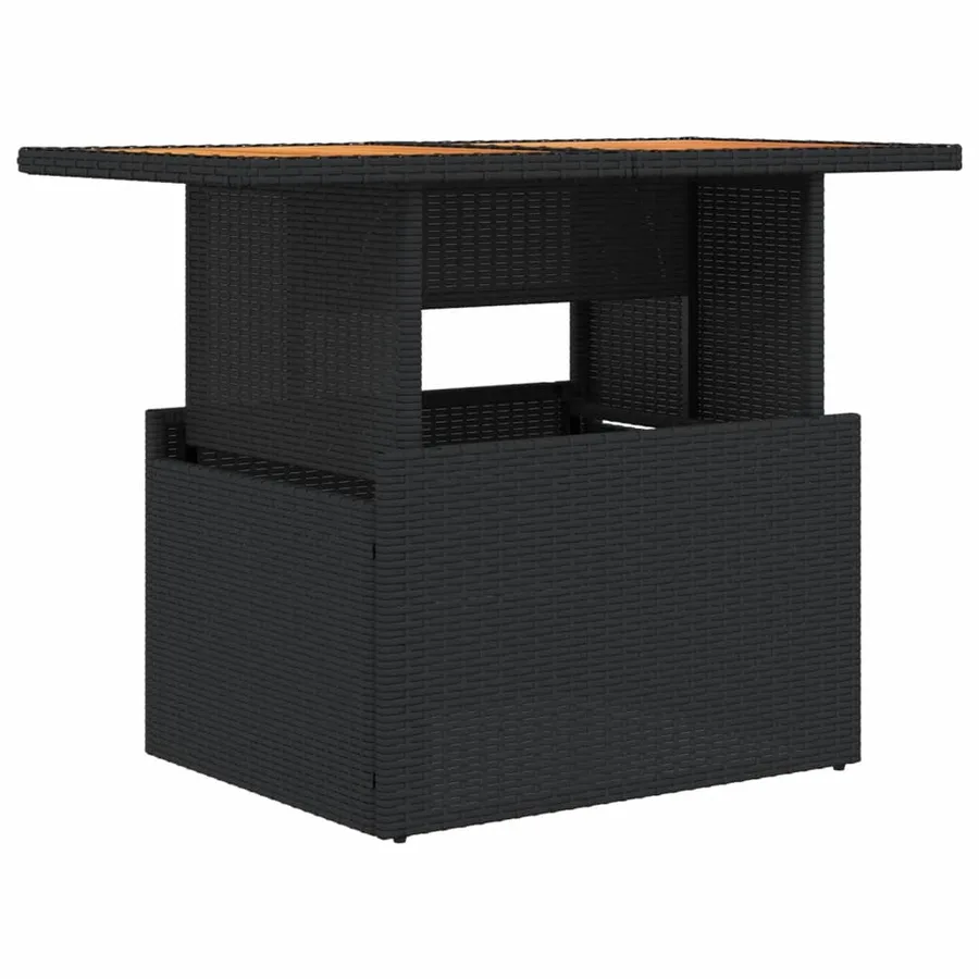Table de jardin noir 100x55x73 cm résine tressée et bois acacia - 2