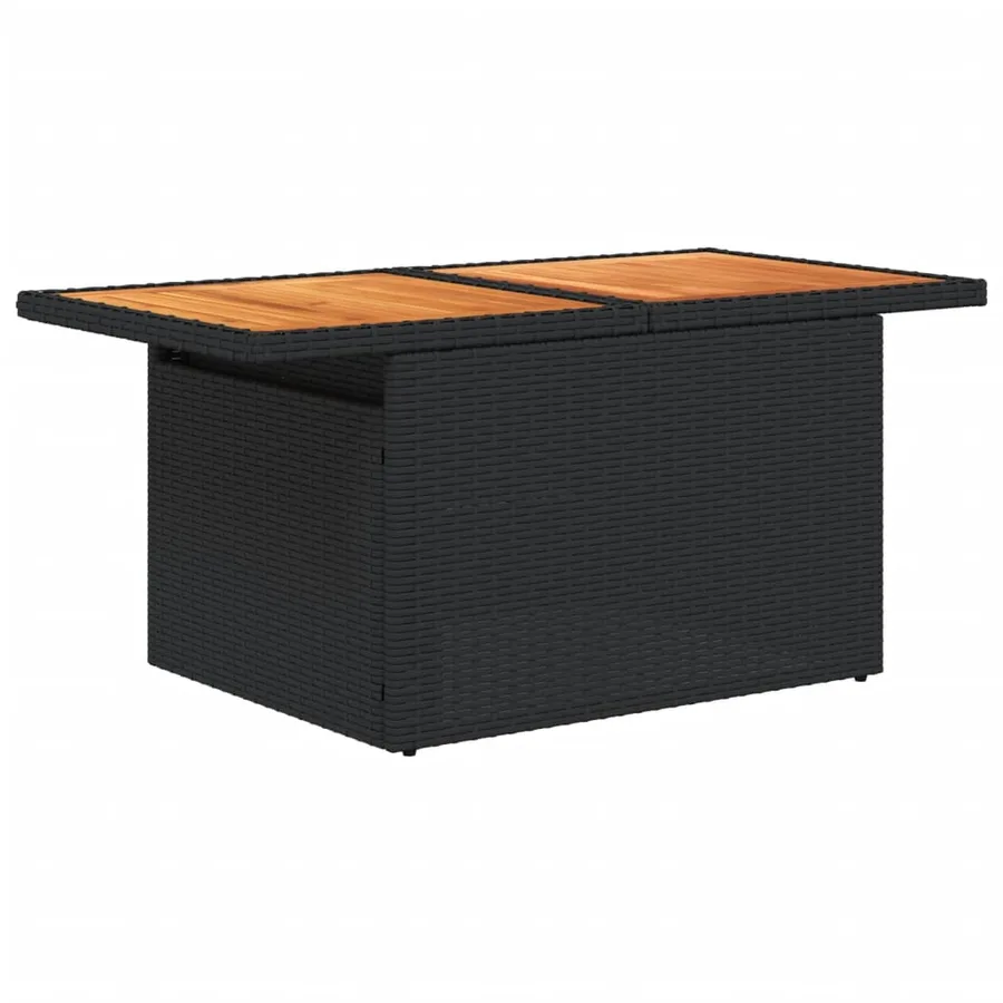 Table de jardin noir 100x55x73 cm résine tressée et bois acacia - 4