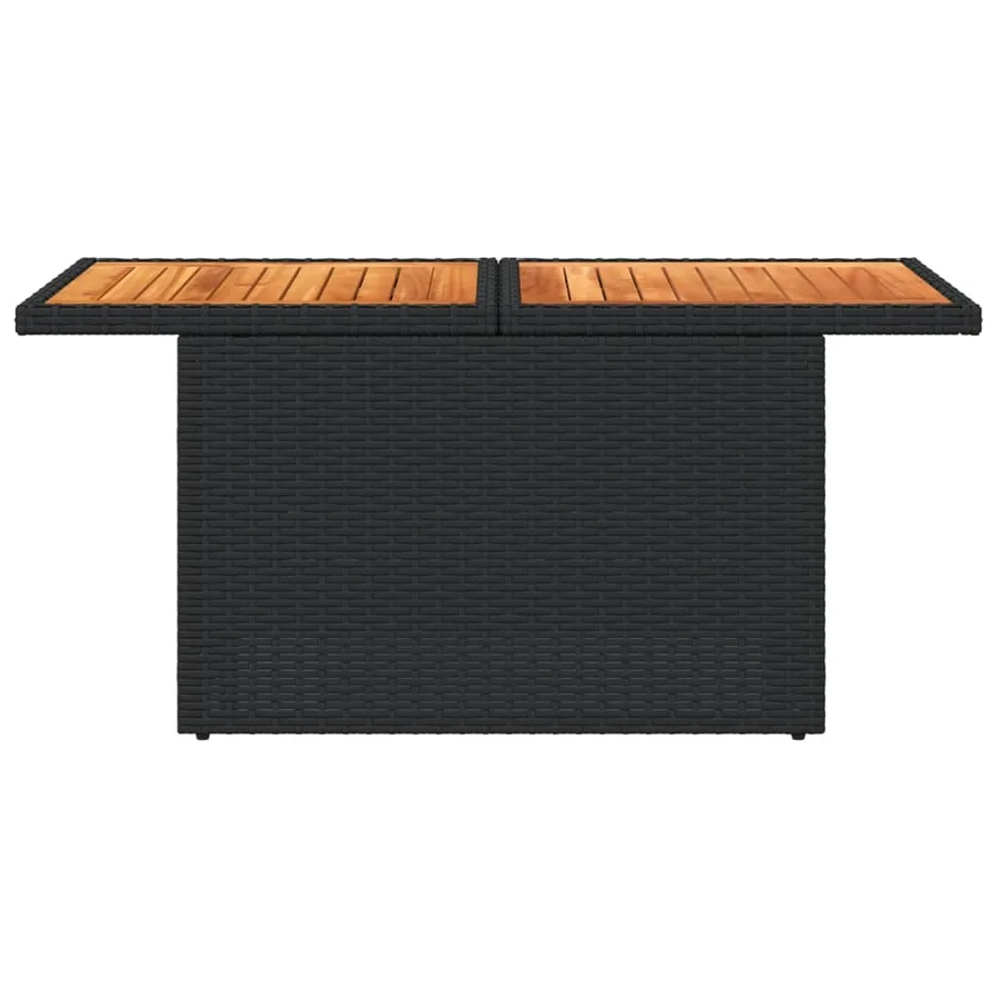 Table de jardin noir 100x55x73 cm résine tressée et bois acacia - 5