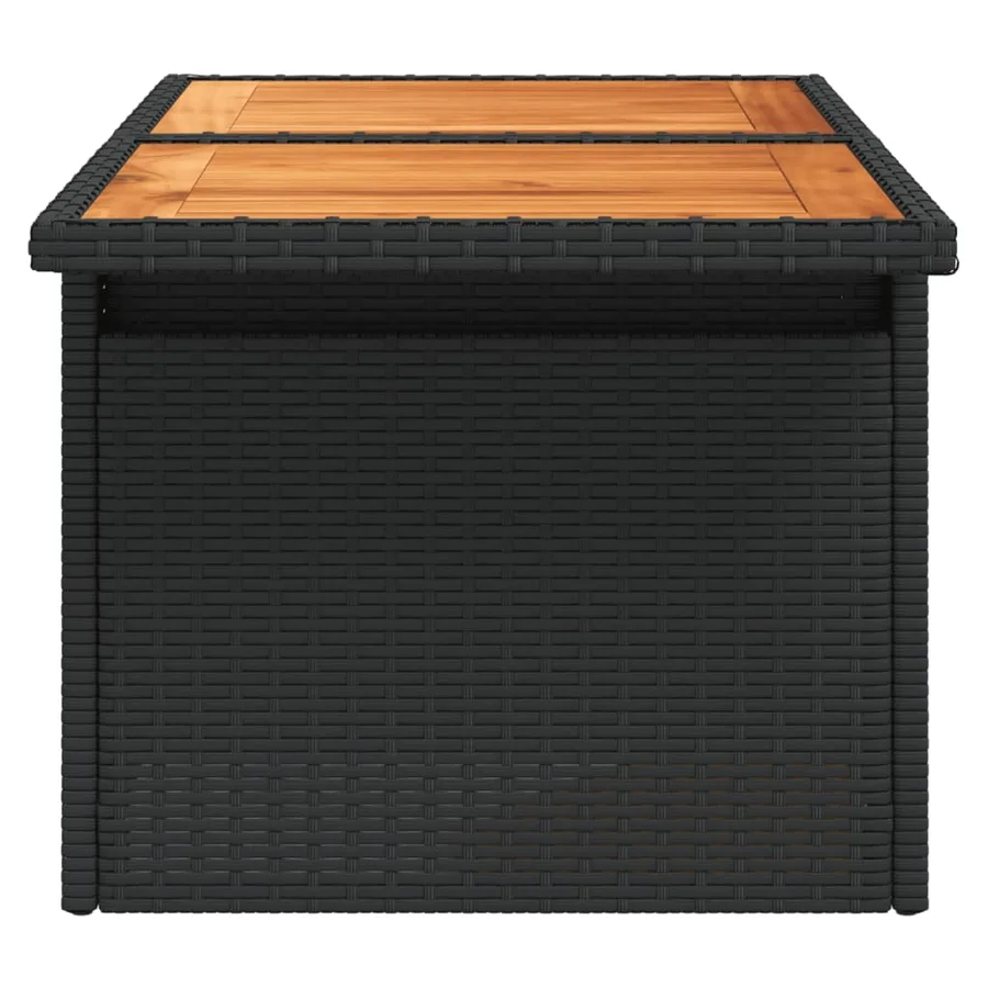 Table de jardin noir 100x55x73 cm résine tressée et bois acacia - 6
