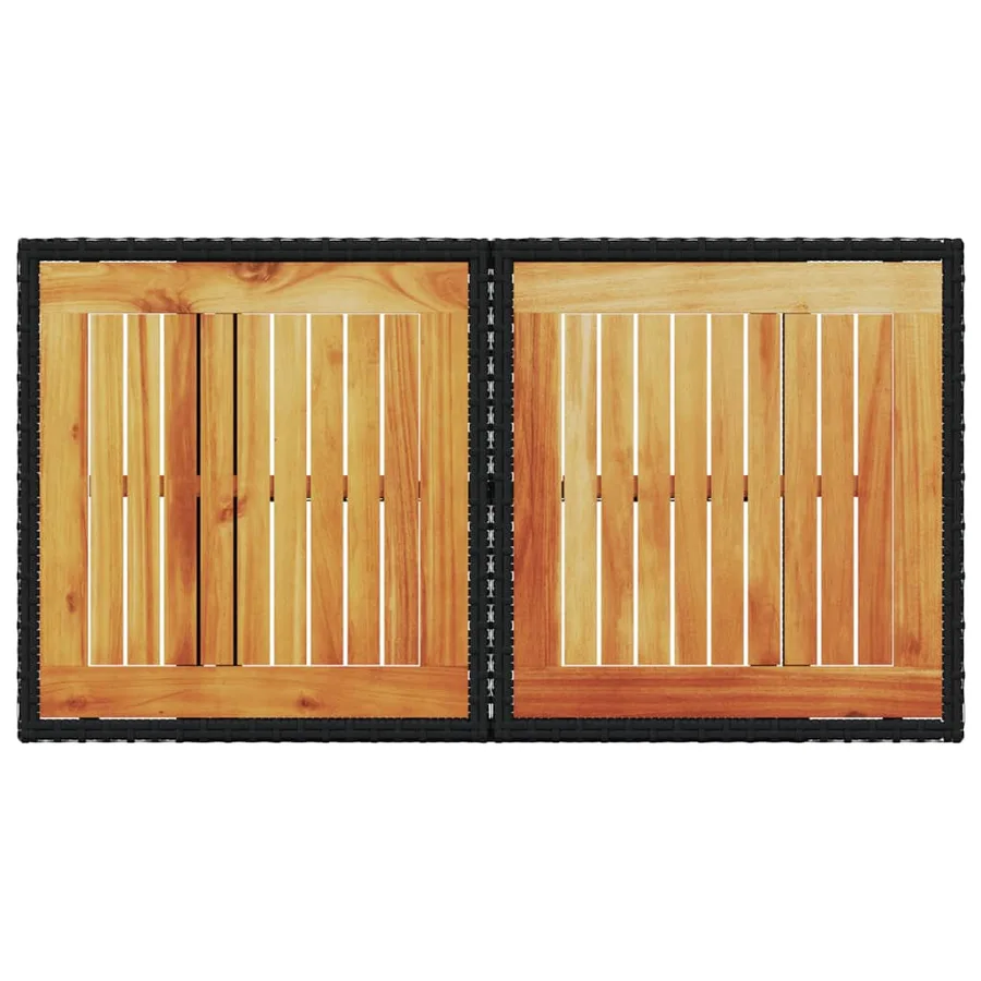 Table de jardin noir 100x55x73 cm résine tressée et bois acacia - 7