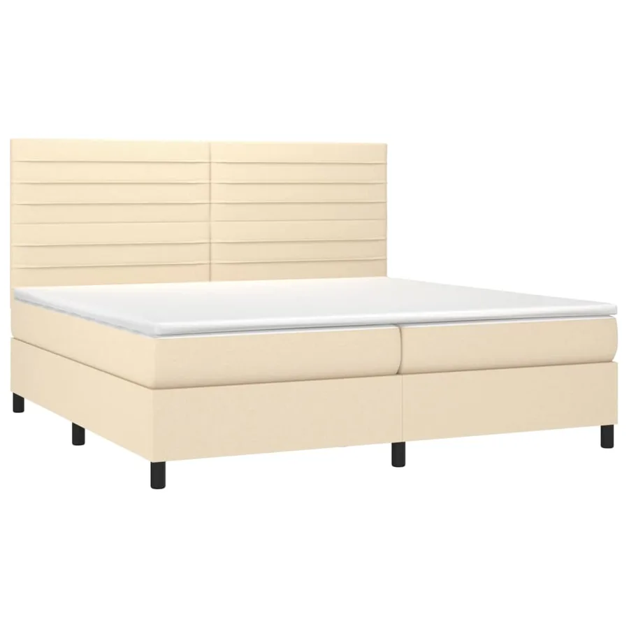 Sommier à lattes de lit avec matelas Crème 200x200 cm Tissu - 3