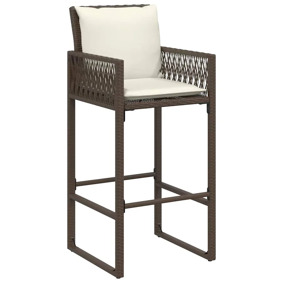 Tabourets de bar jardin coussins lot de 2 marron résine tressée - 4