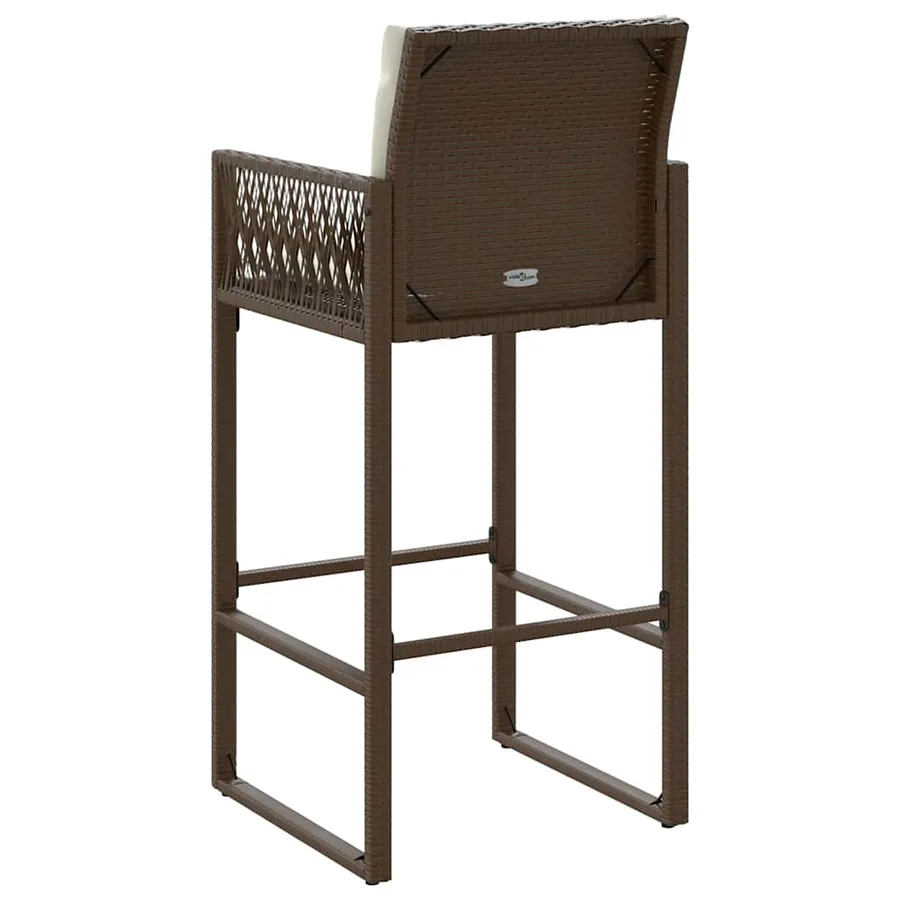 Tabourets de bar jardin coussins lot de 2 marron résine tressée - 7