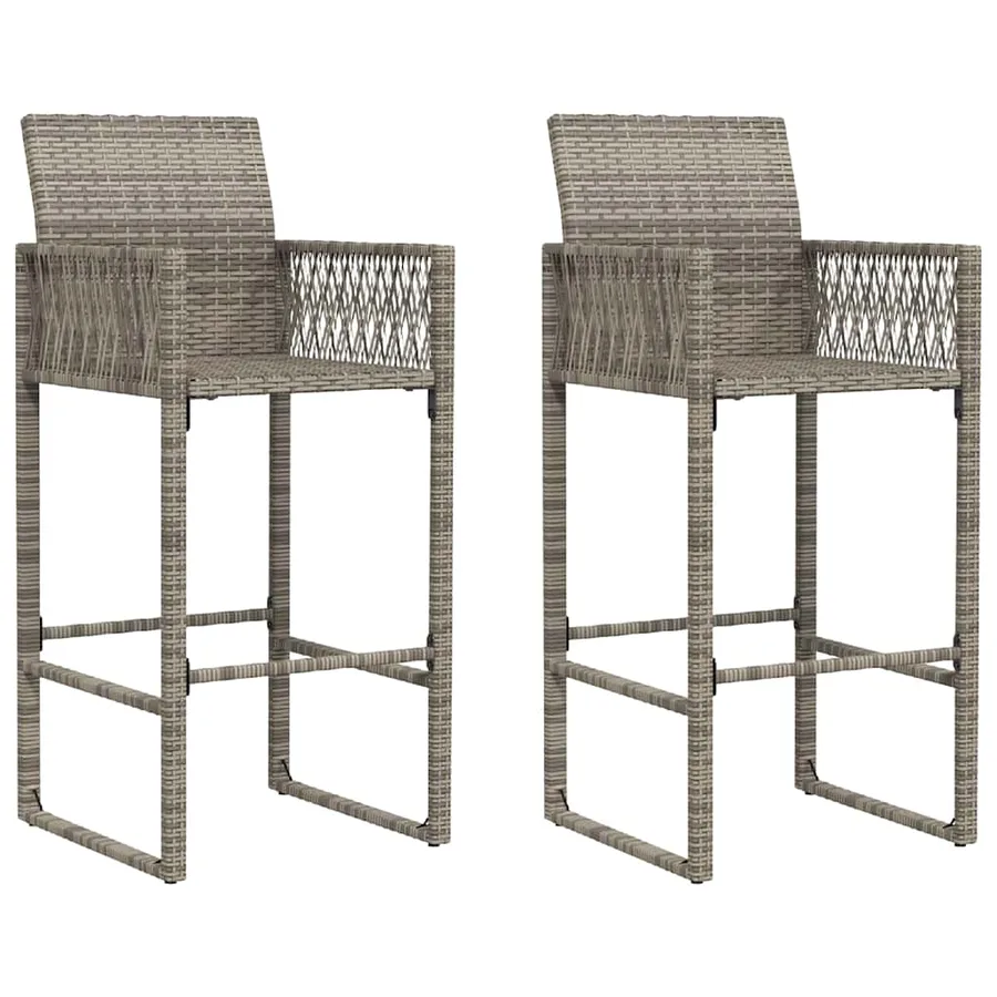 Tabourets de bar de jardin lot de 2 gris résine tressée - 2
