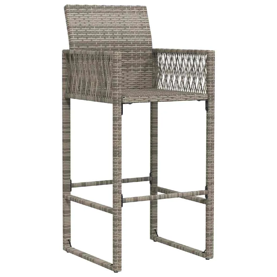 Tabourets de bar de jardin lot de 2 gris résine tressée - 4