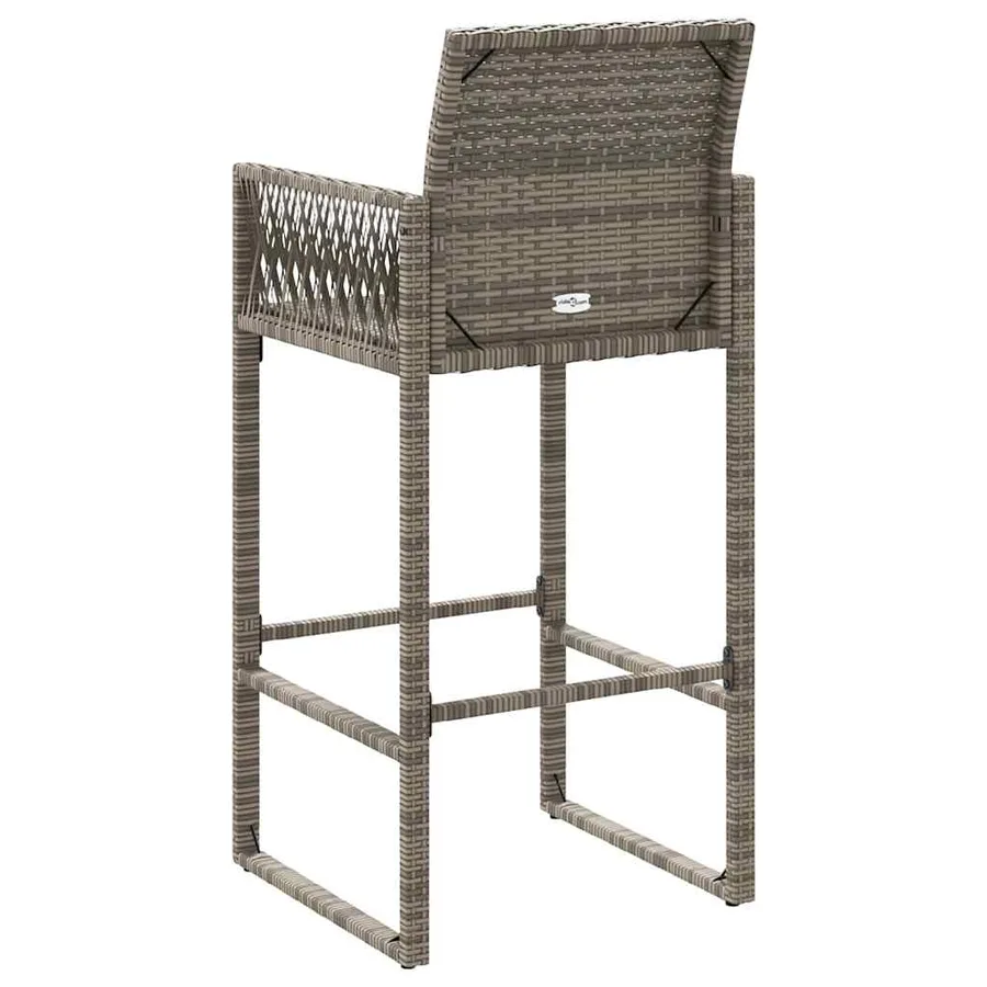 Tabourets de bar de jardin lot de 2 gris résine tressée - 7