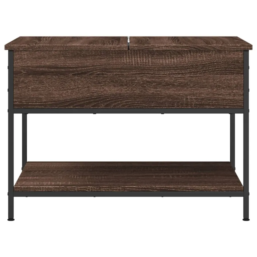 Table basse chêne marron 70x50x50 cm bois d'ingénierie et métal - 5