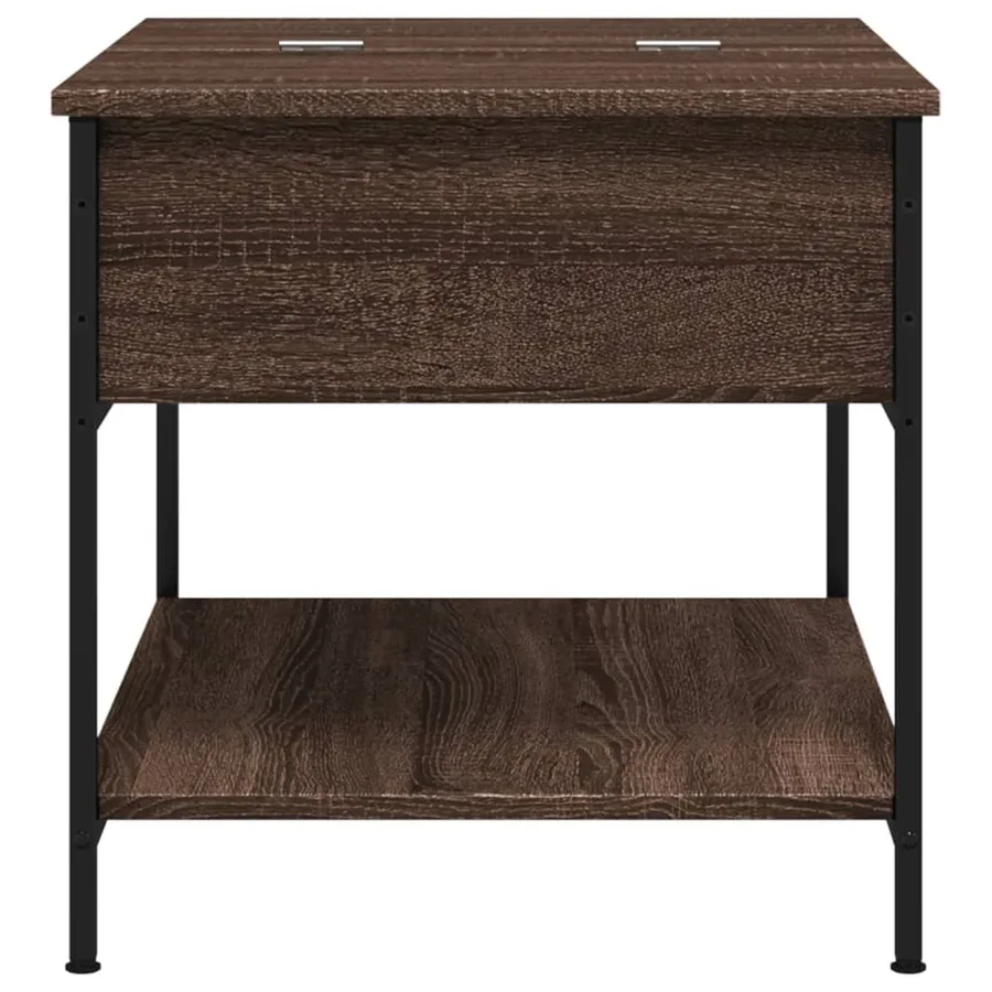 Table basse chêne marron 70x50x50 cm bois d'ingénierie et métal - 6