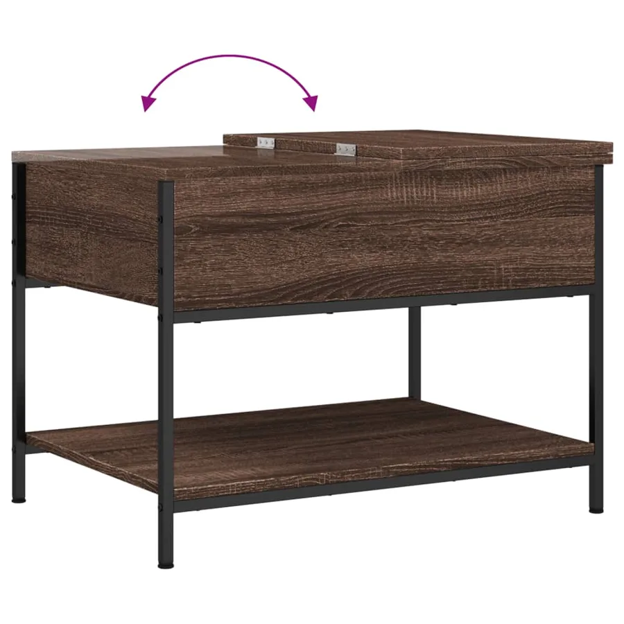 Table basse chêne marron 70x50x50 cm bois d'ingénierie et métal - 8
