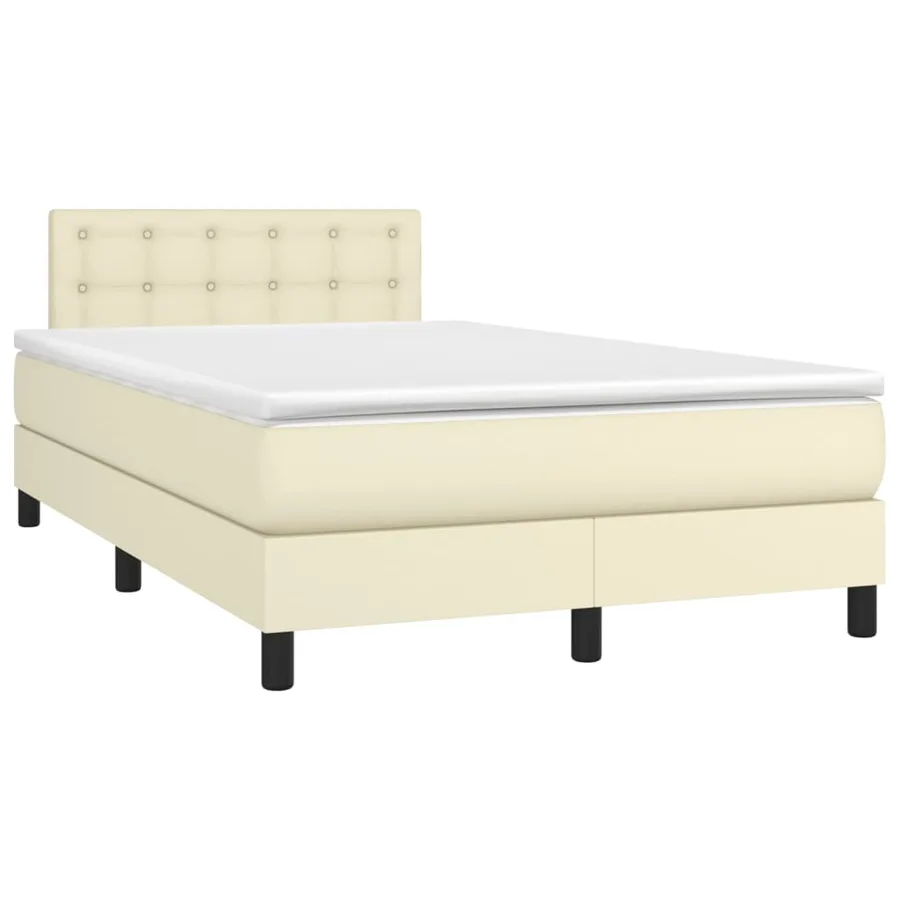 Sommier à lattes de lit avec matelas Crème 120x200cm Similicuir - 3