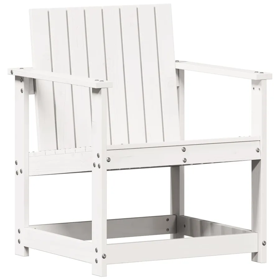 Salon de jardin 3 pcs blanc bois massif de pin - 4