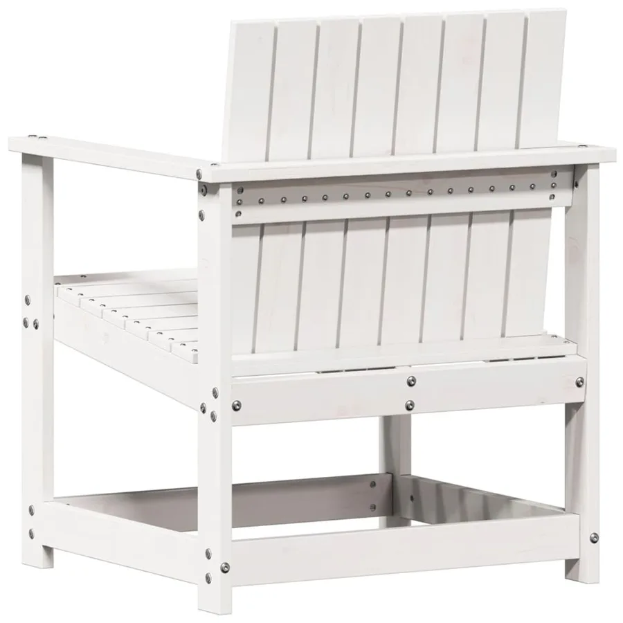 Salon de jardin 3 pcs blanc bois massif de pin - 6