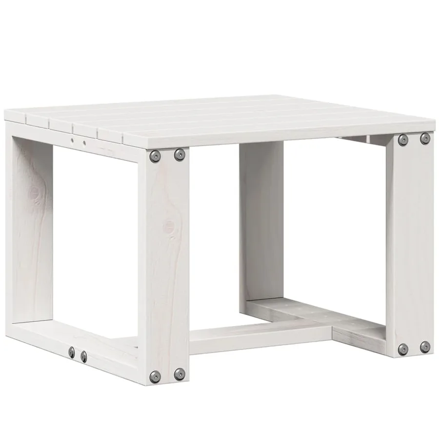Salon de jardin 3 pcs blanc bois massif de pin - 7