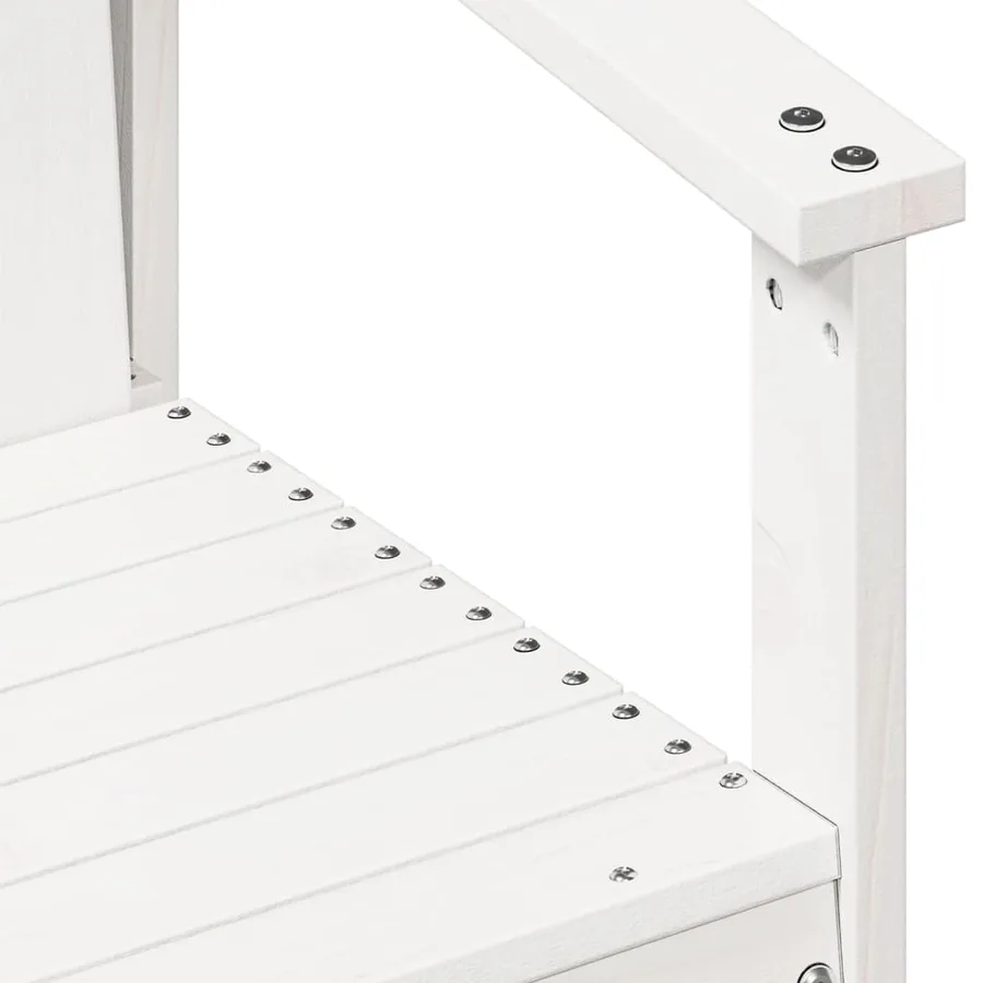 Salon de jardin 3 pcs blanc bois massif de pin - 8