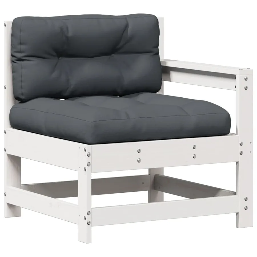 Salon de jardin avec coussins 8 pcs blanc bois de pin massif - 4