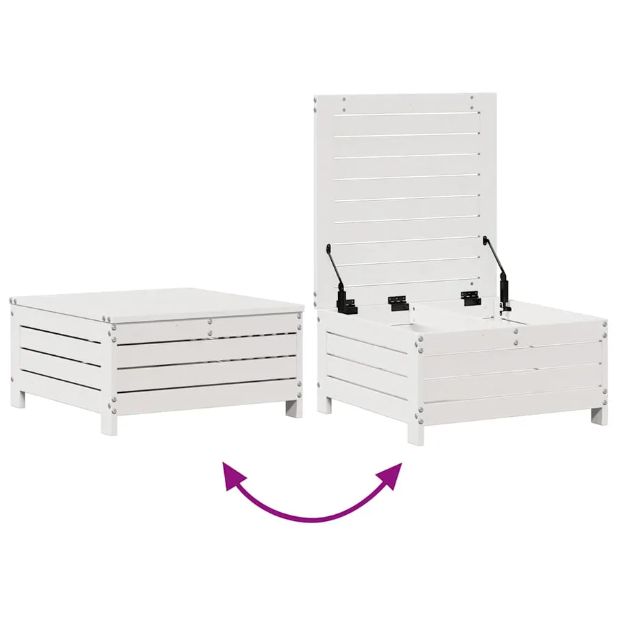 Salon de jardin 7 pcs avec coussins blanc bois de pin massif - 7