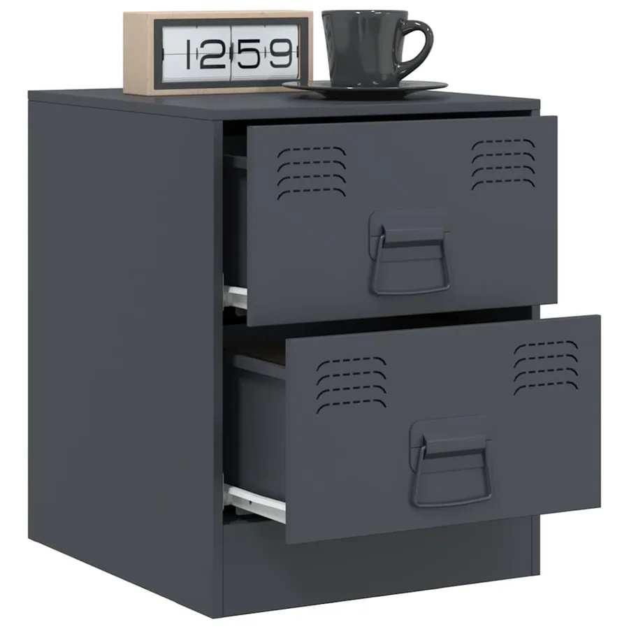 Tables de chevet 2 pcs anthracite 34,5x39x44 cm acier - 4