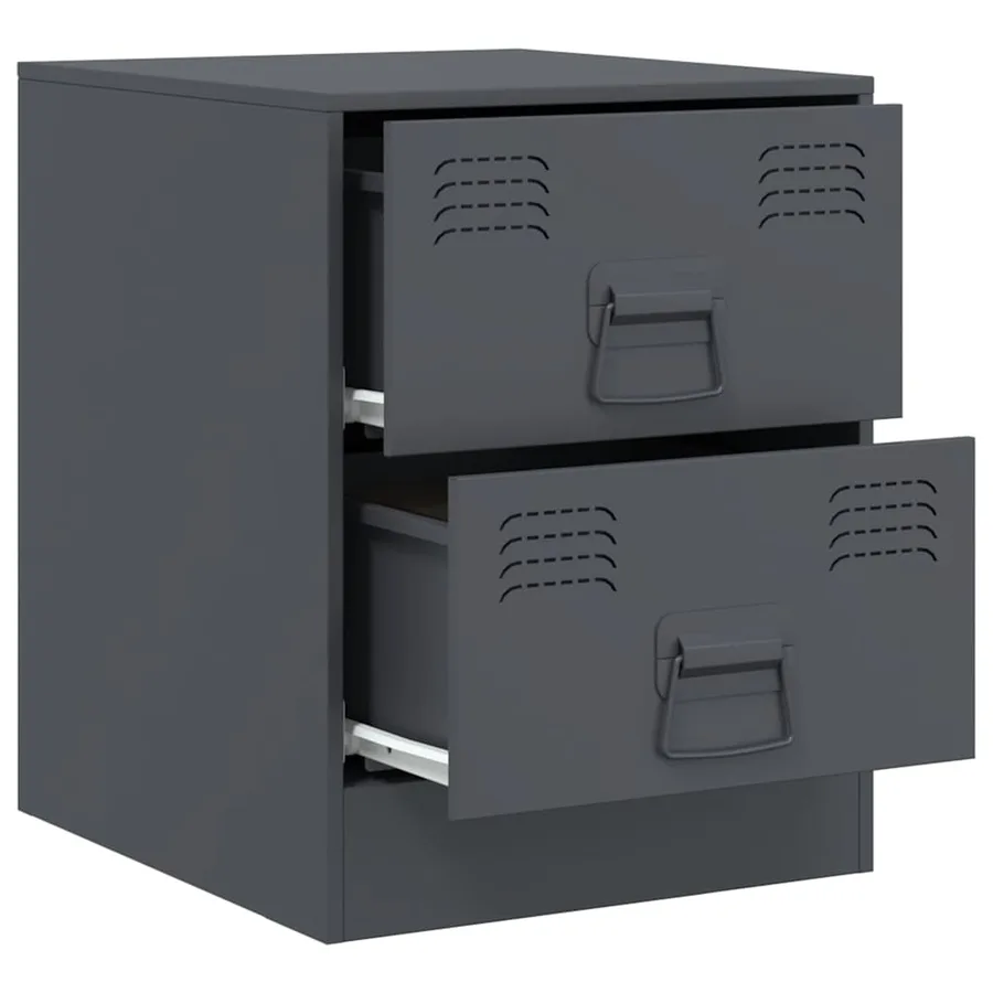 Tables de chevet 2 pcs anthracite 34,5x39x44 cm acier - 7