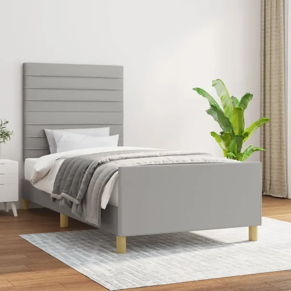 Cadre de lit sans matelas gris clair 90x200 cm tissu