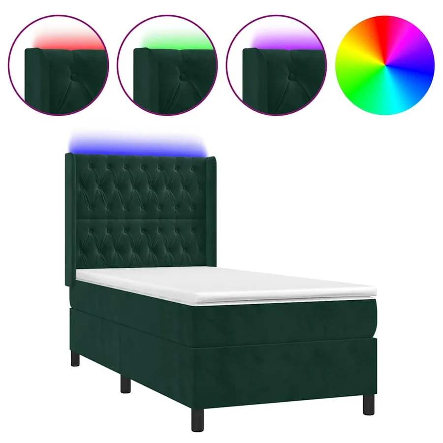 Sommier à lattes de lit matelas LED Vert foncé 90x200cm Velours - 2