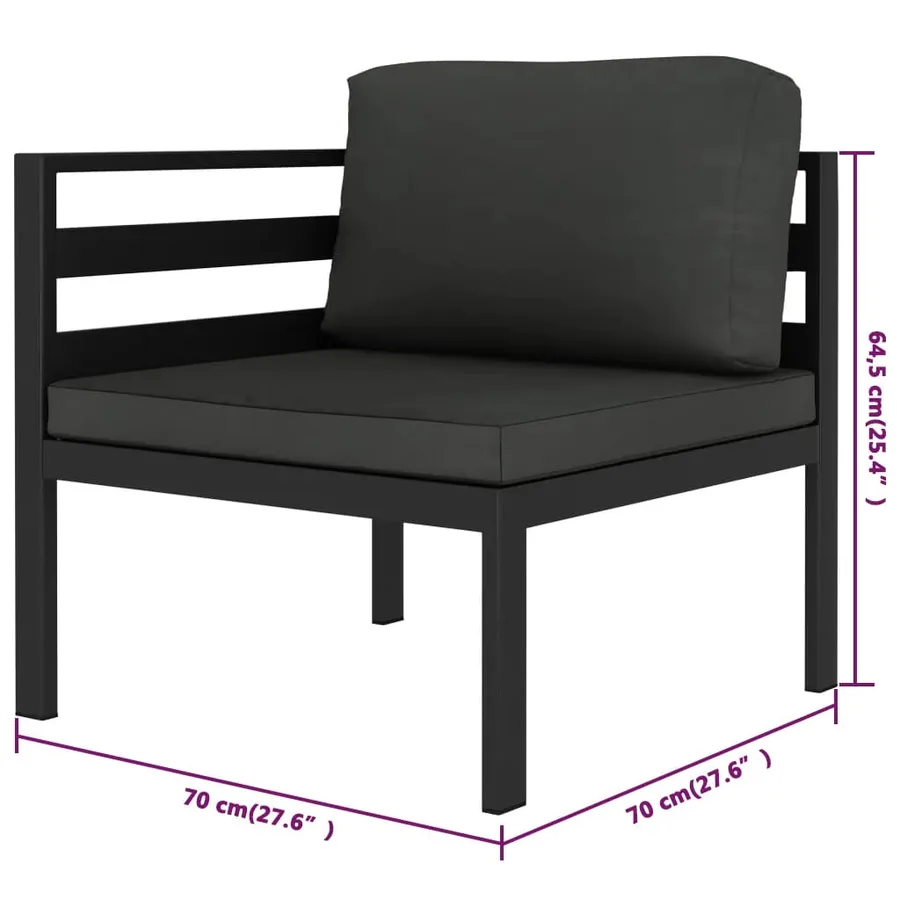 Salon de jardin 6 pcs avec coussins Aluminium Anthracite - 7