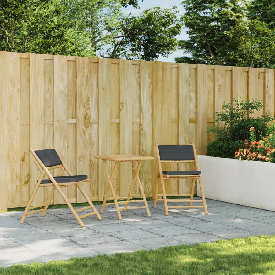 Table de jardin pliable 55x55x75 cm bambou - 3