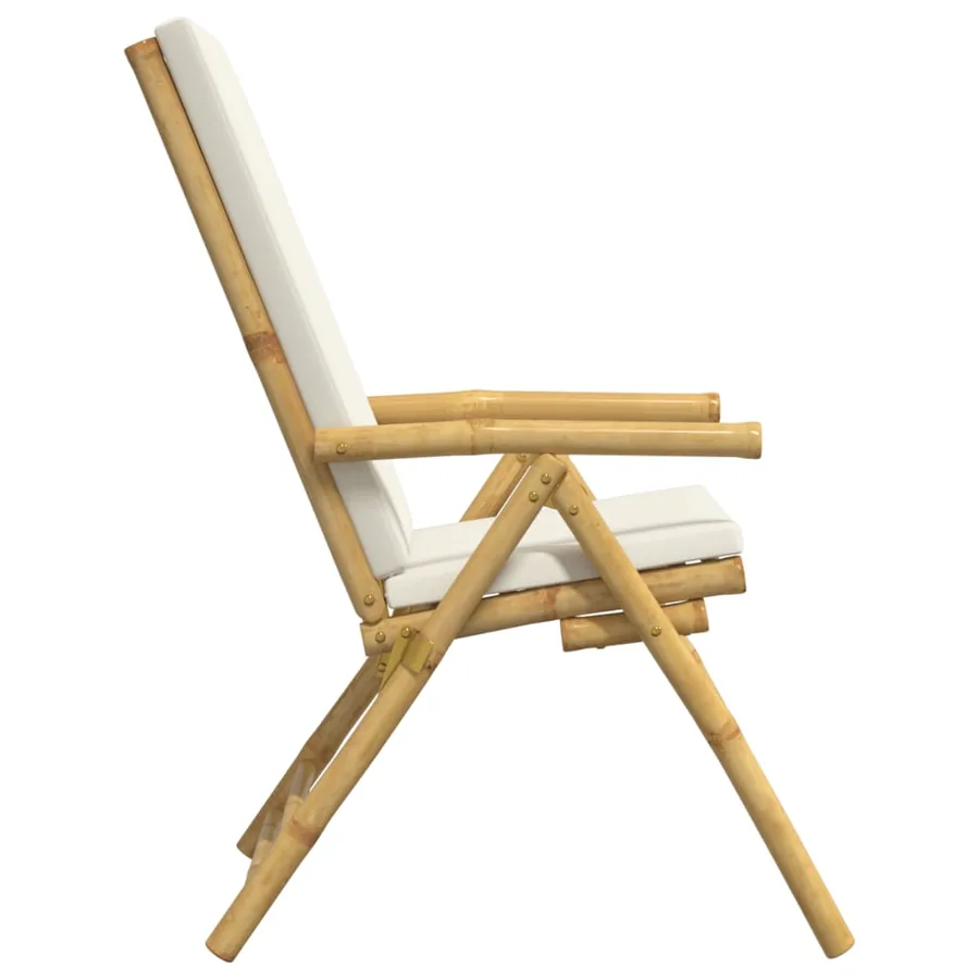 Chaises inclinables de jardin pliantes lot de 6 coussins bambou - 5